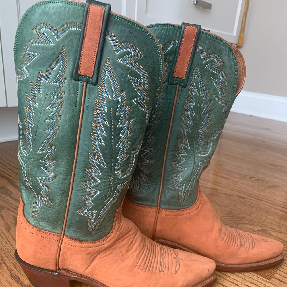 Lucchese 1883 Brown & Green Cowgirl Boots size 8B